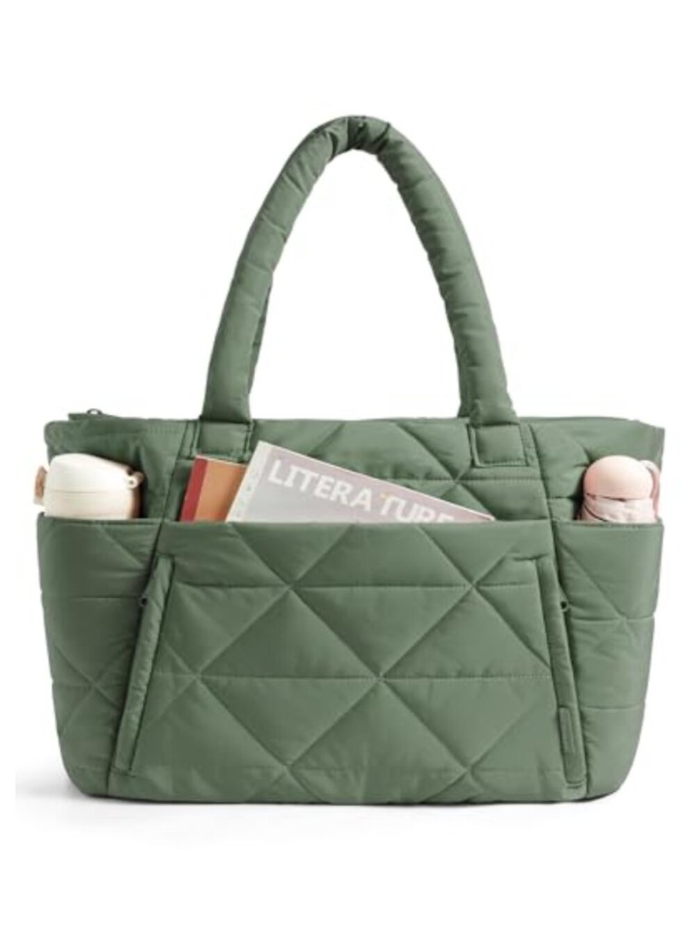 Puffer Tote Bag for Women Large Quilted Shoulder Bag with Zipper